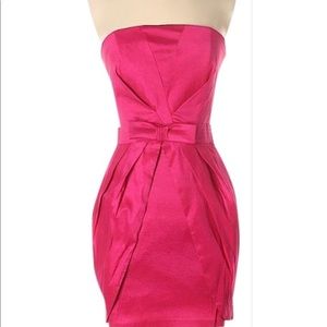 Strapless Pink Cocktail Dress with Bow